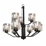 HomEnhancements 60W Paris Chandelier, 9-Light, Clear Cylinder Glass, Matte Black 