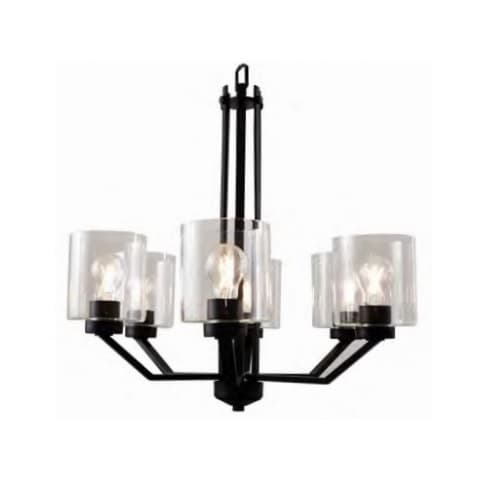 HomEnhancements 60W Paris Chandelier, 6-Light, White Cylinder Glass, Matte Black 