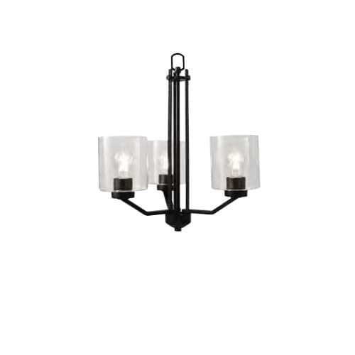 HomEnhancements 60W Paris Chandelier, 3-Light, Clear Cylinder Glass, Matte Black 