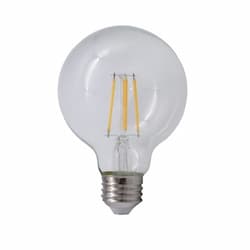 4.5W LED G25 Filament Bulb, E26, 500 lm, 120V, 3000K, Clear