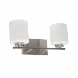 Vanity Light w/ White Glass, 2-Light, E26, 120V, Brushed Nickel