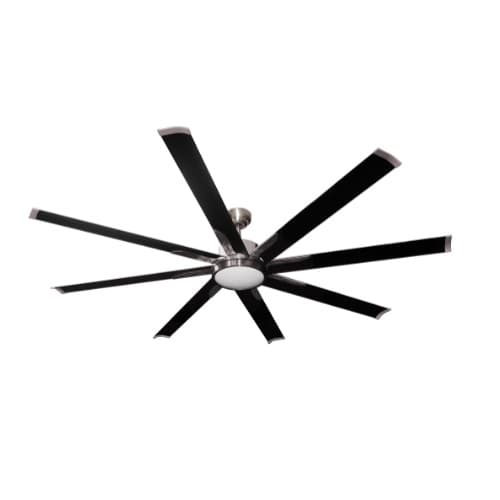 HomEnhancements 72-in 15W Ceiling Fan w/ Black Blades, 6-Speed, 120V, 3000K, Nickel