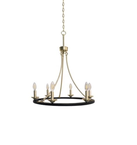 HomEnhancements Trento Ring Chandelier, 6-Light, E12, Matte Black & Champagne Gold