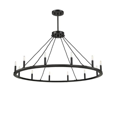 Vivio 48-in Big Ring Chandelier, 1-Tier, 12-Light, E12, 120V, 2700K, Black