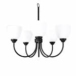 HomEnhancements Laredo Chandelier w/ White Glass, 5-Light, E26, Matte Black