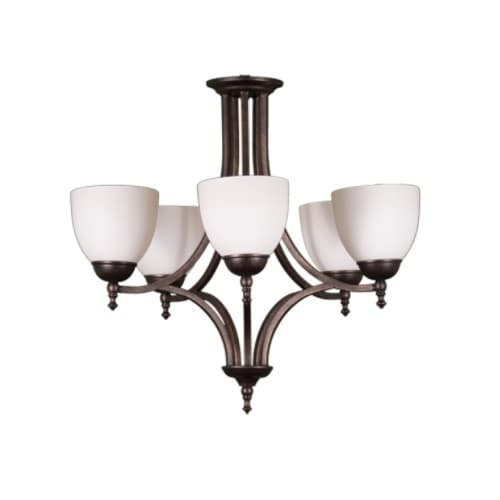 HomEnhancements Fort Worth Chandelier, 5-Light, White Glass, Matte Black