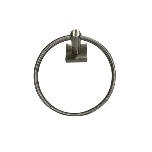 HomEnhancements Modern Single Towel Ring, Square, Satin Nickel