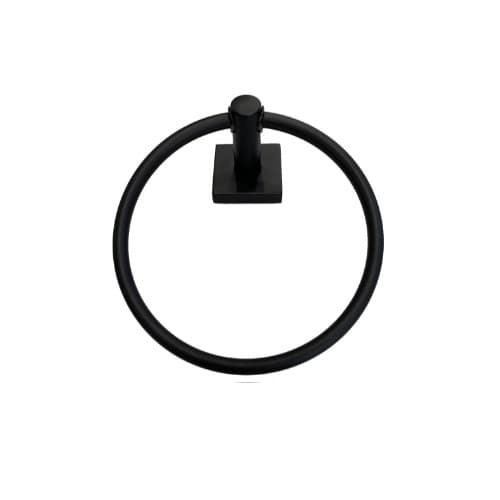 HomEnhancements Modern Single Towel Ring, Square, Matte Black