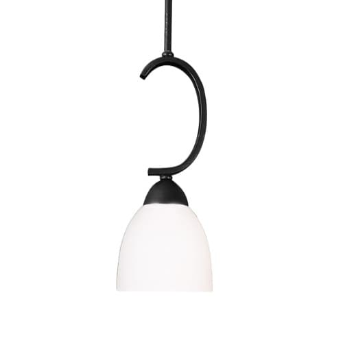 HomEnhancements Victoria Pendant Light w/ White Glass, Mini, 1-Light, E26, Matte Black