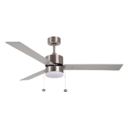 HomEnhancements 52-in 15W LED Modern Ceiling Fan w/ Light Kit, 3-Blade, 3-Speed, Brushed Nickel/Walnut