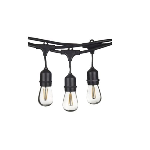 Vivio 24-ft LED Porch String Light, 12-Light, Indoor/Outdoor, Black, 2200K