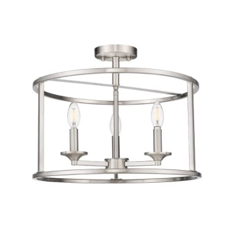 Vivio Alfred Semi Flush Mount Light, 3-Light, Open Circle, Nickel