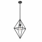 Vivio Gomez Pendant Light, 1-Light, Geometric Open Cage, Matte Black