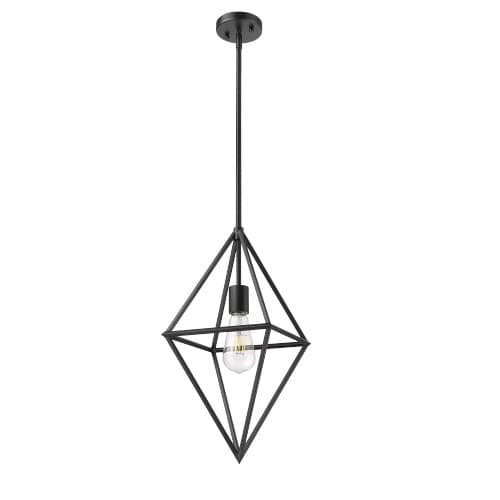 Vivio Gomez Pendant Light, 1-Light, Geometric Open Cage, Matte Black