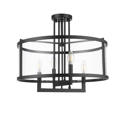 Vivio Ravenna Semi-Flush Mount, 4-Light, E12, 120V, Matte Black