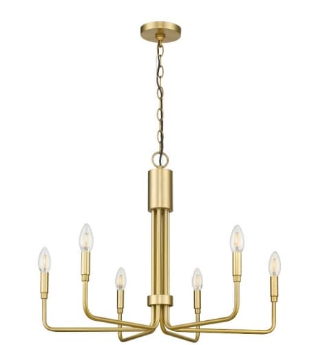 Vivio 60W Alph Chandelier, 6 Light, Champagne Gold 