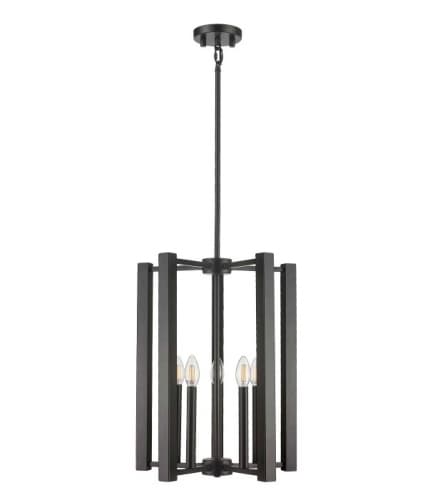 Vivio 60W Samara Pendant Light, 5 Light, Matte Black