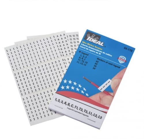 Ideal Assorted 1,2,3,ABC, T1-T3, L1-L3 Wire Marker Booklet