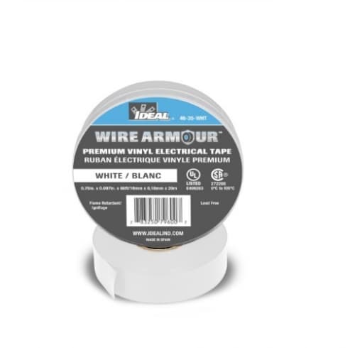 Ideal 3/4" Color Coding Electrical Tape, 66' Roll, White