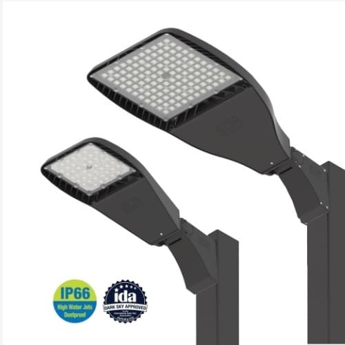 ILP Lighting 220W LED Flood Light w/ Adj Mount, Wide Forward, 120V-277V, 3000K, BLK