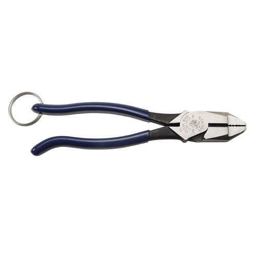 Klein Tools High Leverage Rebar Work Pliers with Tether Ring, Blue