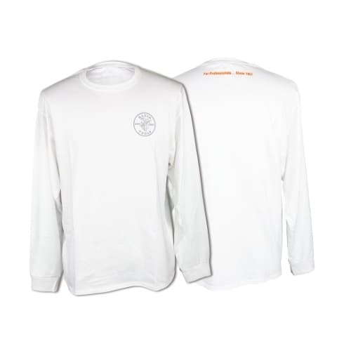 Klein Tools Hanes Tagless Long-Sleeved T-Shirt, Large, White