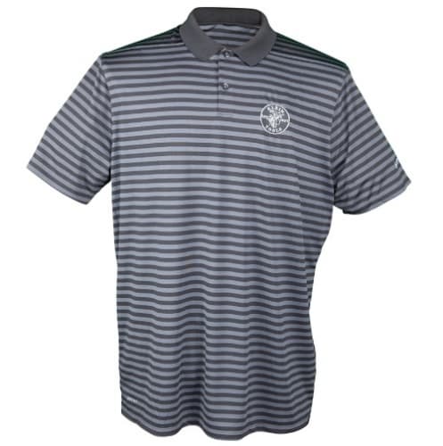 Klein Tools Nike Short-Sleeved Striped Golf Polo, Medium, Charcoal Gray & Black