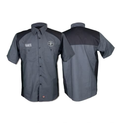 Klein Tools Red Kap Short-Sleeved Work Shirt, Large, Charcoal & Black