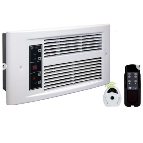 King Electric 1750W ECO2S Wall Heater w/ Remote, 225 Sq Ft, 75 CFM, 7.3 Amp, 208V/240V, White Dove