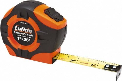 Lufkin P1000 Series Measuring Tape, 1" x 25', Hi-Viz Orange Casing