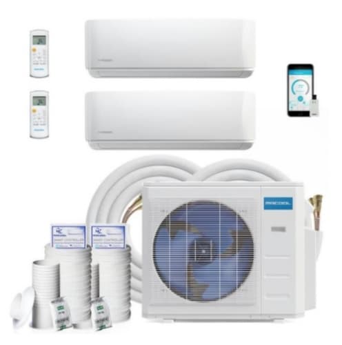 MrCool 18K BTU/H Ductless Mini Split System, 2-Zone (9K & 9K), 16 & 25-ft, 35A, 230V