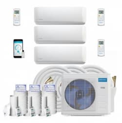 MrCool 27K BTU/H Ductless Mini Split System, 3-Zone (9K/9K/12K), 25/75/75-ft Kit, 35A, 230V