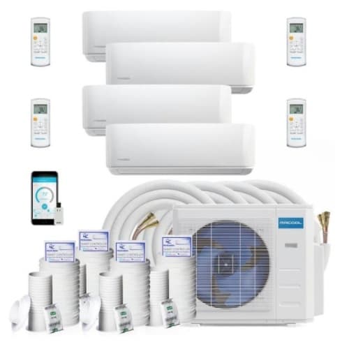 MrCool 36K BTU/H Ductless Mini Split System, 4-Zone (9K/9K/9K/9K), 16/16/25/75-ft, 45A, 230V