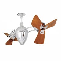 48-in 96W Ar Ruthiane Ceiling Fan, AC, 3-Speed, 6-Wood Blades, Polished Chrome