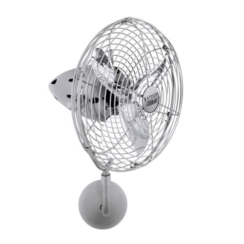 Matthews Fan 13-in 49W Bruna Parede Wall Fan, AC, 3-Speed, 3-Metal Blades, Damp, Brushed Nickel