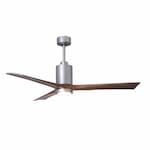 Matthews Fan 60-in 31W Patricia-3 Ceiling Fan w/Light, DC, 6-Speed, 3-Walnut Blades, Brushed Nickel