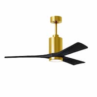 52-in 32W Patricia-3 Ceiling Fan, Matte Black Blades, Brushed Brass