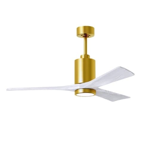 Matthews Fan 52-in 32W Patricia-3 Ceiling Fan, Matte White Blades, Brushed Brass