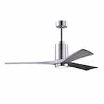 Matthews Fan 42-in 16W Patricia-3 Ceiling Fan w/Light, DC, 6-Speed, 3-Barn Wood Blade, Polished Chrome