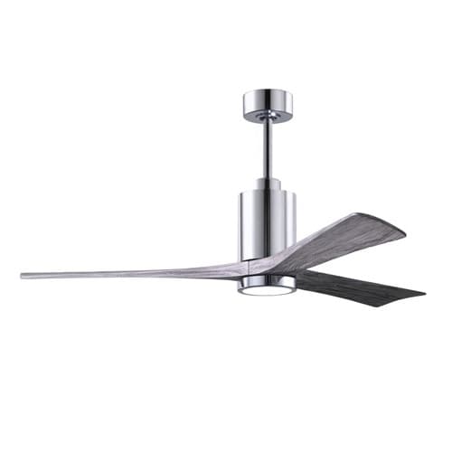 Matthews Fan 60-in 31W Patricia-3 Ceiling Fan w/Light, DC, 6-Speed, 3-Barn Wood Blade, Polished Chrome