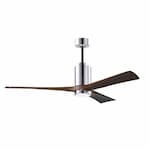 Matthews Fan 60-in 31W Patricia-3 Ceiling Fan w/Light, DC, 6-Speed, 3-Walnut Blade, Polished Chrome