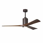 Matthews Fan 52-in 32W Patricia-3 Ceiling Fan w/Light, DC, 6-Speed, 3-Walnut Blade, Textured Bronze