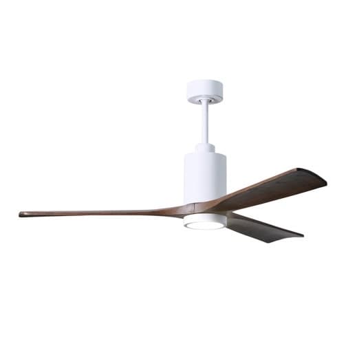 Matthews Fan 42-in 16W Patricia-3 Ceiling Fan w/Light, DC, 6-Speed, 3-Walnut Blades, Gloss White