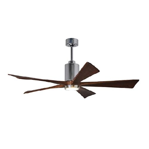 Matthews Fan 52-in 31W Patricia-5 Ceiling Fan w/Light, DC, 6-Speed, 5-Walnut Blade, Polished Chrome