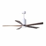 Matthews Fan 52-in 31W Patricia-5 Ceiling Fan w/Light, DC, 6-Speed, 5-Walnut Blades, Gloss White