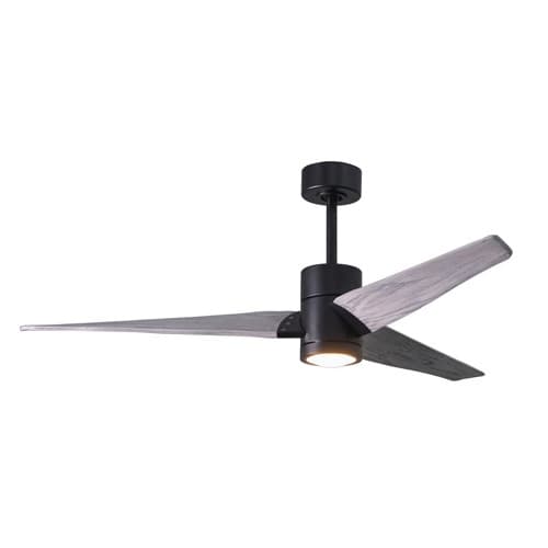 Matthews Fan 42-in 23W Super Janet Ceiling Fan w/Light, DC, 6-Speed, 3-Barn Wood Blades, Matte Black