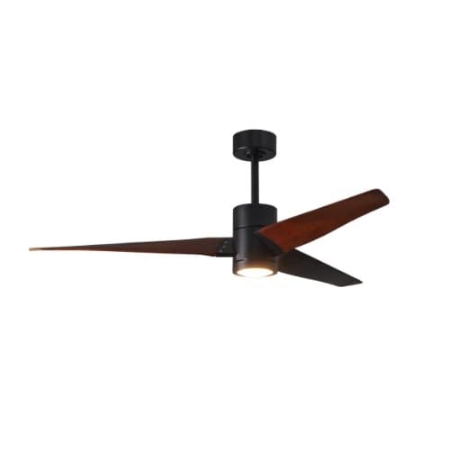 Matthews Fan 42-in 23W Super Janet Ceiling Fan w/Light, DC, 6-Speed, 3-Walnut Blades, Matte Black