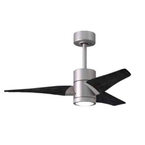 Matthews Fan 42-in 23W Super Janet Ceiling Fan w/ LED Light Kit, DC, 6-Speed, 3-Black Blades, Nickel