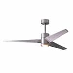 Matthews Fan 42-in 23W Super Janet Ceiling Fan w/Light, DC, 6-Speed, 3-Barn Wood Blade, Brushed Nickel