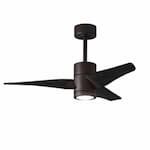 Matthews Fan 42-in 23W Super Janet Ceiling Fan w/ LED Light Kit, DC, 6-Speed, 3-Black Blades, Bronze